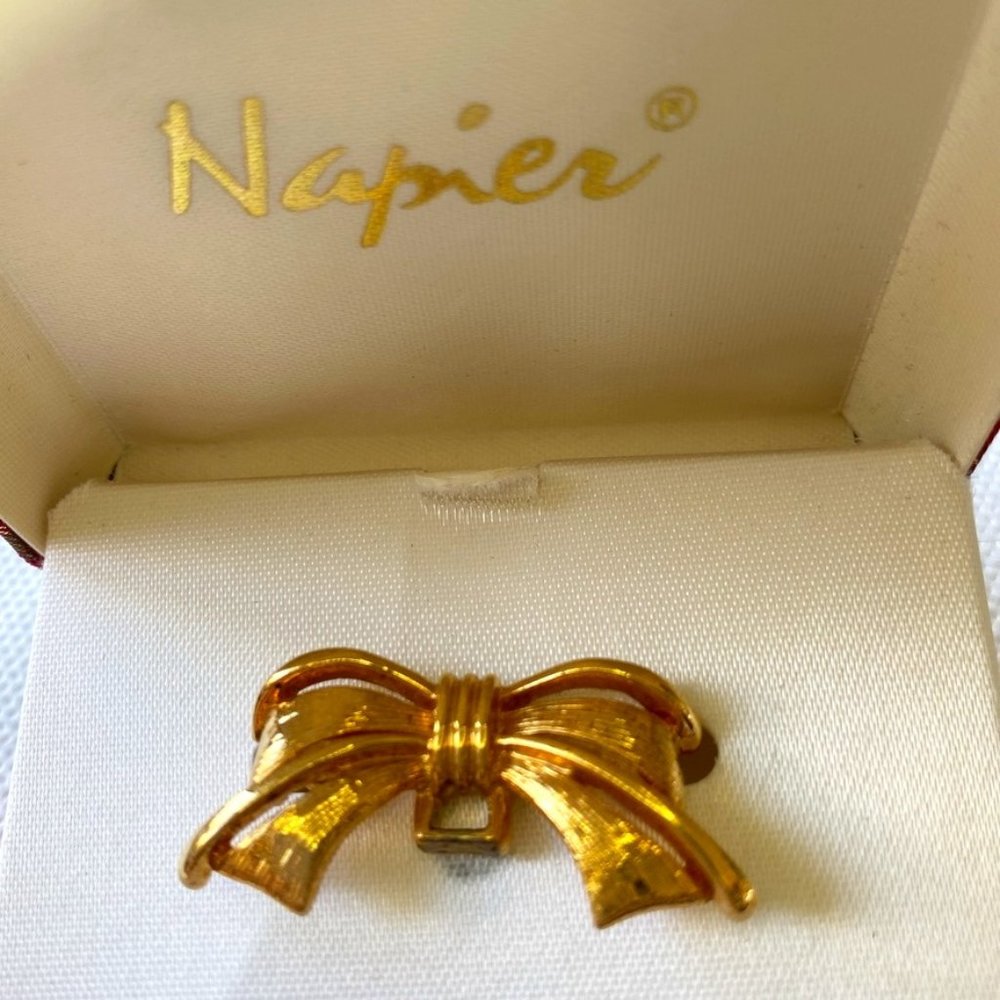 Vintage Napier Golden Bow Brooch NIB